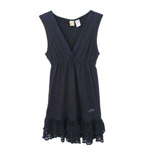 Billabong Dress Womens Small Mini Short Y2K Sleeveless Black V Neck A Line Lace